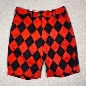 Loudmouth Golf Mens 30 Red Black Argyle Pattern Shorts
